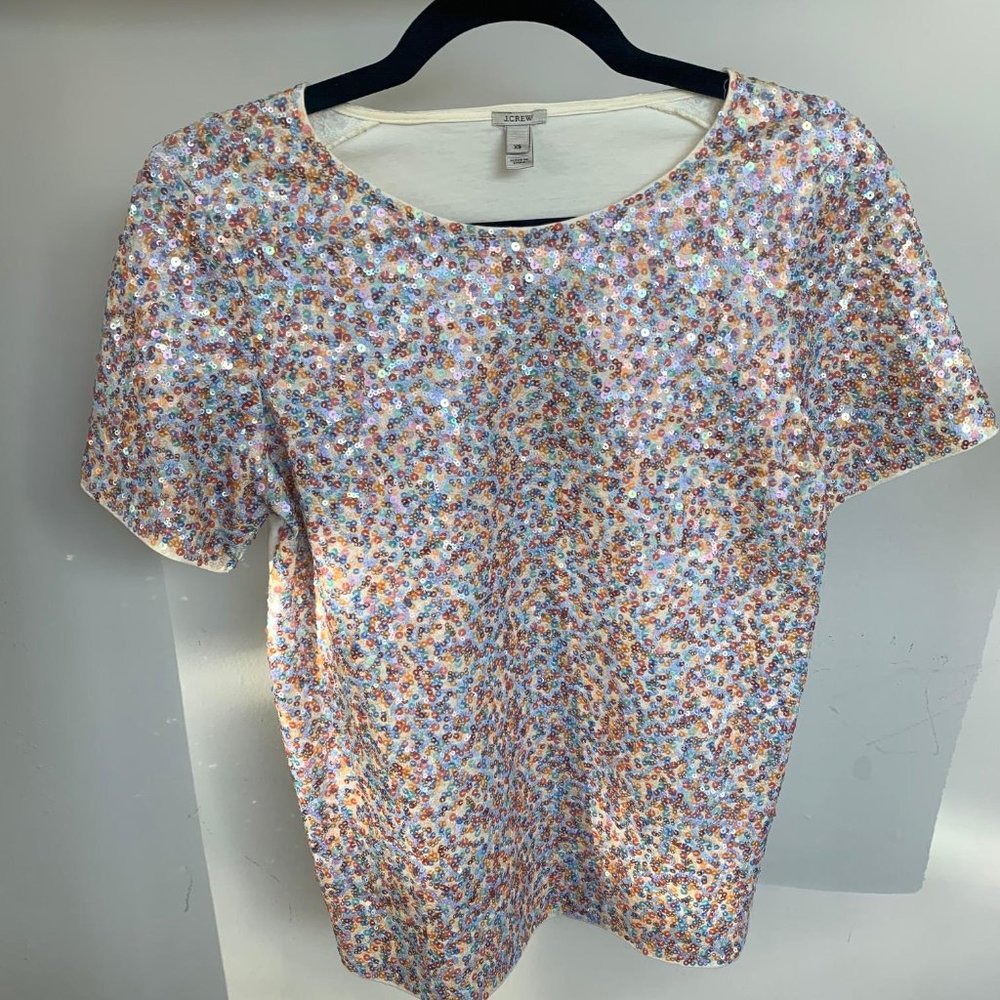 j crew-sequined t shirt-size S